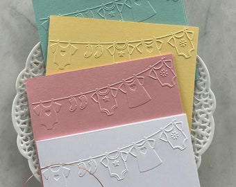 Embossed Baby Clothesline Cards: Shower, Welcome, Thank You (Set of 6)