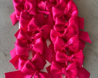 Laços duplos fúcsia feitos à mão, decoração para caixas de presentes e lembrancinhas, 5 cm
