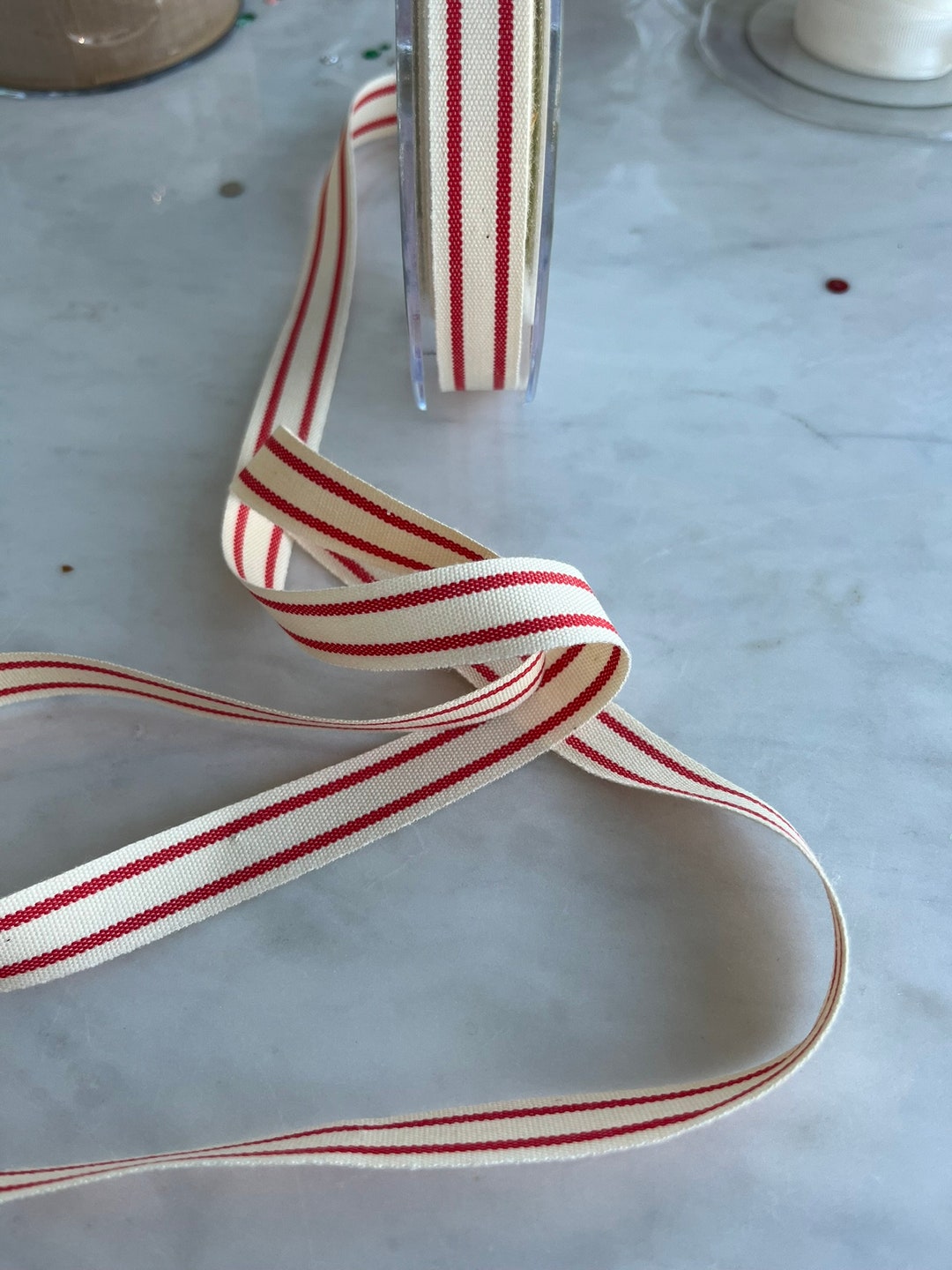 Striped Cotton Blend Ribbon - 5/8