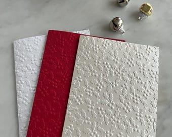 Embossed Holly Christmas Card Set – Handmade Holiday Cards