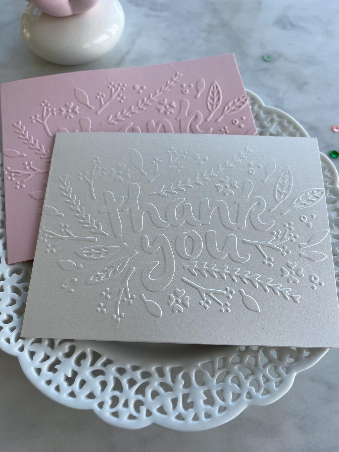 Thank You Embossed Card Set - Set of 6 or 8 - Etsy