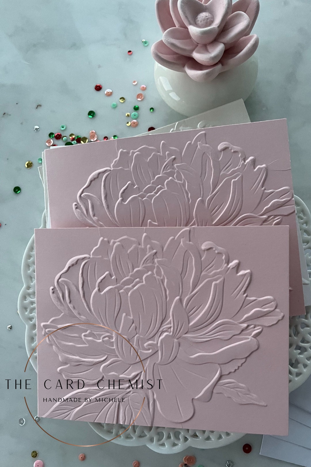 Handmade Embossed Peony Notecards – Floral Stationery Gift Set - Etsy