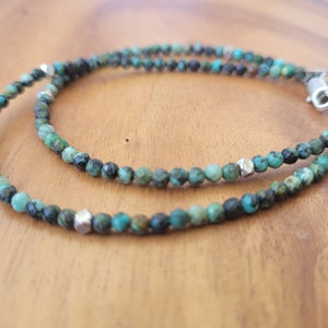 Minimalist African Turquoise Necklace with Silver Healing