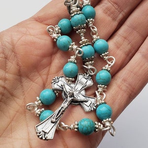 Healing and Protecting-Turquoise Pocket Purse or Car Single Decade Catholic Rosary