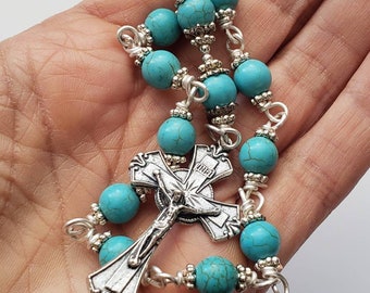 Healing and Protecting-Turquoise Pocket Purse or Car Single Decade Catholic Rosary