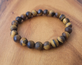Mattiertes Tigerauge Perlenarmband für Courage