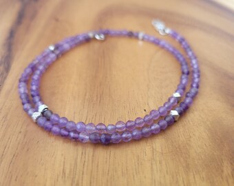 Minimalistische Amethyst Halskette mit Silber Healing