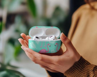 Flamingo Print AirPods Case, Polycarbonate Earbud Protection (Gen 1-4 Pro 1-2)
