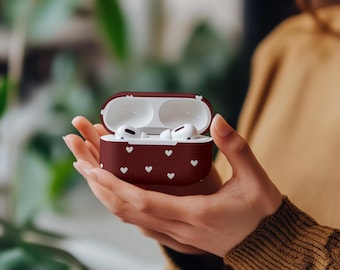 Heart Print AirPods Case, Polycarbonate Protective Cover (AirPods 1-4, Pro 1-2)