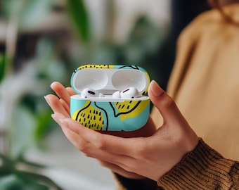 Lemon Print AirPods Case, Durable Polycarbonate Earbud Protection