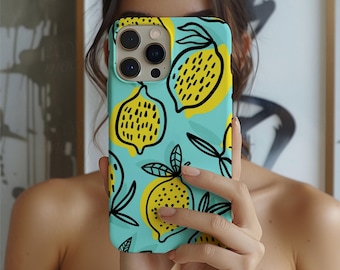 Lemon Print Phone Case: Dual-Layer Protection, Glossy or Matte Finish