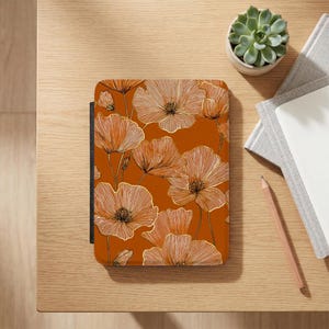 Poppy Floral Kindle Case | PU Leather Cover for 7" Paperwhite (Magnetic Closure)