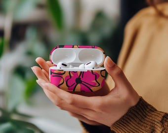 Floral Print AirPods Case, Floral Design, Polycarbonate Protection