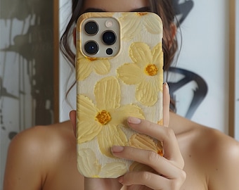 Floral Daisy Phone Case, Protective Hard Shell for iPhone, Samsung, Google Devices