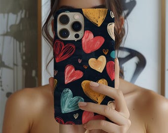 Abstract Heart Phone Case | Colorful Dual-Layer Protection for iPhone, Samsung, Google