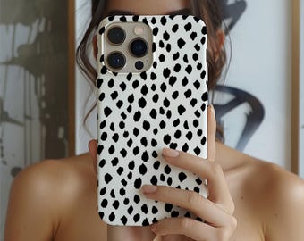 Abstract Dalmatian Spot Phone Case: Dual-Layer Protective Cover for iPhone, Samsung, Google