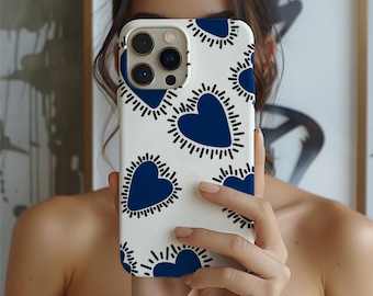 Heart Print Phone Case: Dual-Layer Protective Cover for iPhone, Samsung, Google