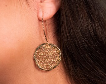 Golden brass Lace Earrings, dangle earrings, boho earrings, evening earrings - Golden lace E6500