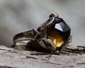 Smoky quartz Ring, unique engagement ring, silver gold ring, boho ring, multistone ring, gypsy ring, boho ring - Hold my hand - R2162