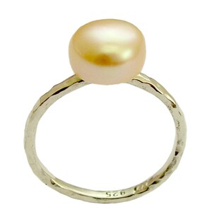 Simple Silver pearl Ring, stacking sterling silver ring, delicate ring, single pearl ring, fresh water pearl ring Young love R1533 image 3