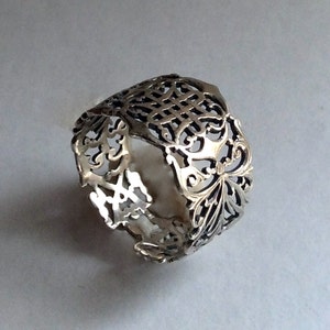 Sterling Silver wide filigree ring Vertigo R2215 image 2