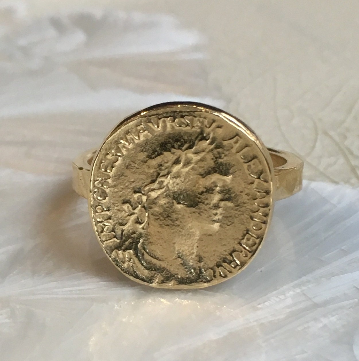 Solid Gold Coin Ring - My Icon RG1493 - Etsy