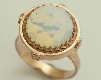 Moonstone Solid rose gold ring, engagement ring, gemstone ring, cocktail ring, engagement ring, alternative ring - Snow white RG1247-1