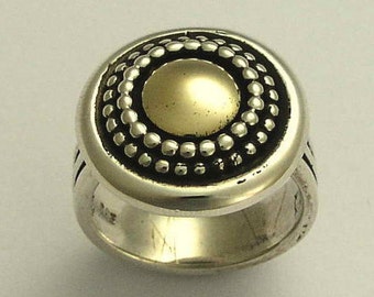 Gypsy ring, unique ring, boho ring, statement ring, dots ring, Silver gold ring, oxidized ring, silver ring for women - Deep inside R0919