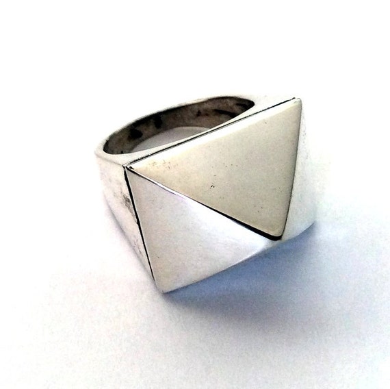 Geometric Statement Ring, Unique Silver Ring for Her