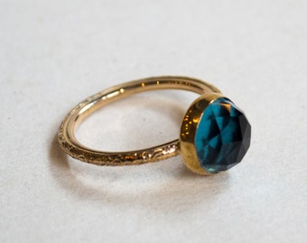 London topaz Ring, Gold filled engagement ring, alternative solitaire ring, Boho ring - Time after time R2286