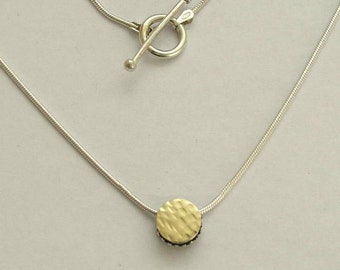 Small Pendant Necklace, Stacking Necklace, Yellow Gold
