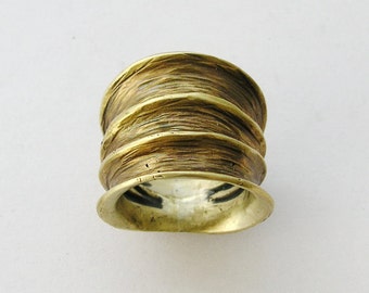 Brass Statement Ring, wide ring, cocktail ring, large ring, simple bohemian ring - Bubbling Emotions. RK1483