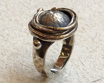 Organic Ring ∙ Rustic silver ring ∙ Anti minimalist ring ∙ Unique gift∙ Bohemian jewelry ∙ Boho gift for her - Walking in circles R1470SG