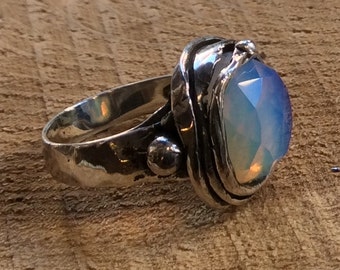 Opalite organic statement cocktail Sterling silver ring - Gentle Wind R1470-10