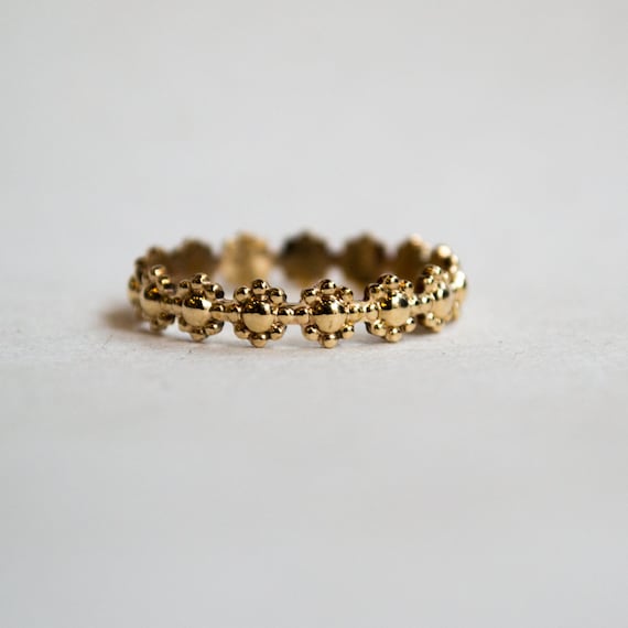 Birth Flower Ring, Skinny Solid Gold Ring, Simple Wedding Ring