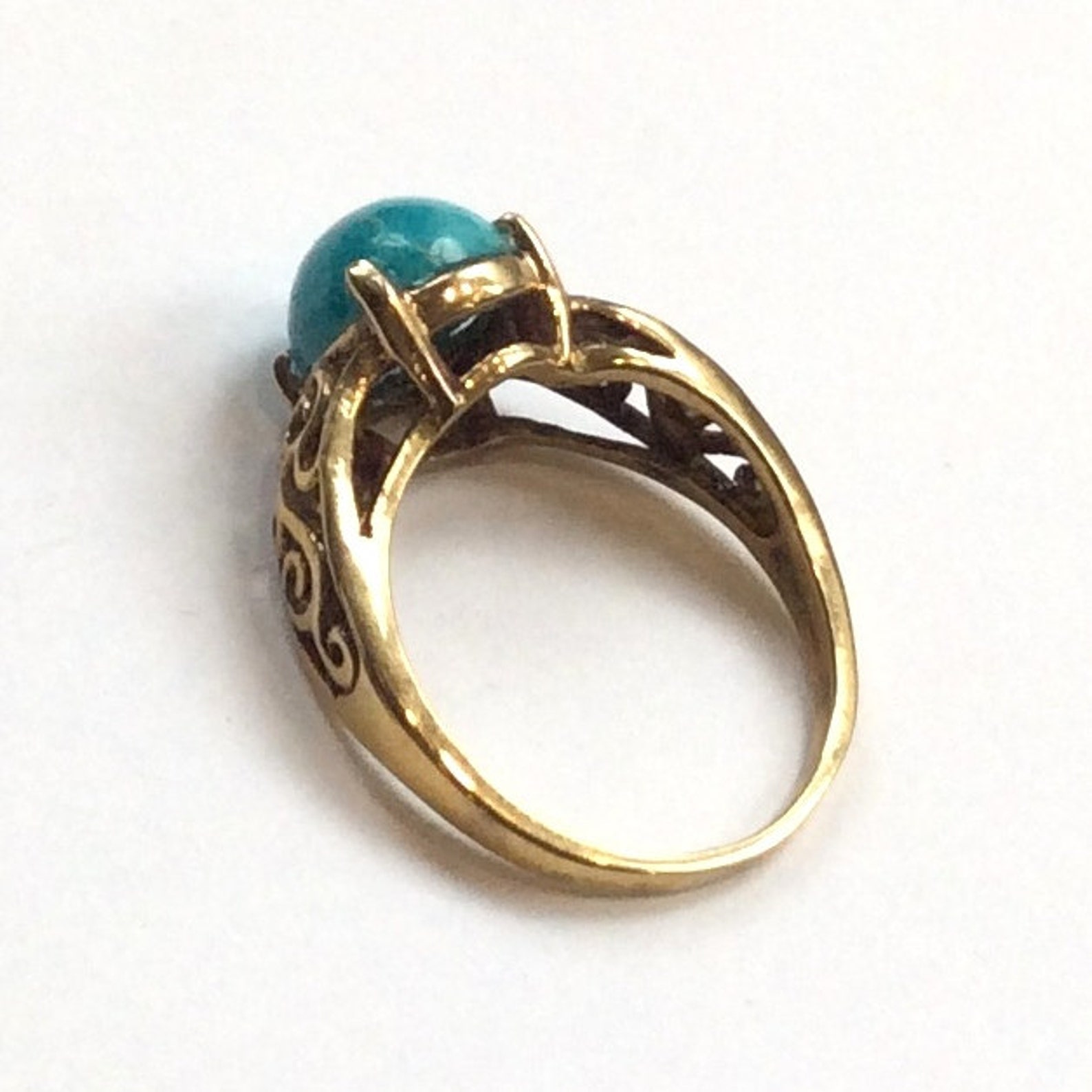 Brass Bar Ring - Turquoise