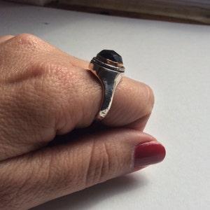 Onyx Ring, gemstone ring, silver gold ring, gypsy ring, boho ring, bohemian ring, boho chic jewelry, princess crown ring Dark night R2236 image 5