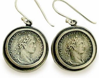 Coin earrings ∙ Gift for mom ∙ Rustic coin earrings ∙Dangle earrings ∙ Oxidized silver earrings ∙ antique style earrings - Retrospect E7872