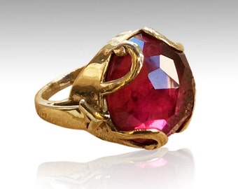 14k gold Ruby ring, solid Gold ring, gemstone ring, stone ring, July birthstone ring, statement ring, cocktail ring - Queen of Hearts RG2316
