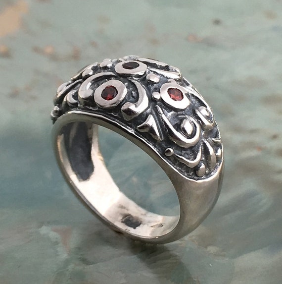 Garnets Ring Gemstones Ring Rustic Ring Birthstones Ring | Etsy