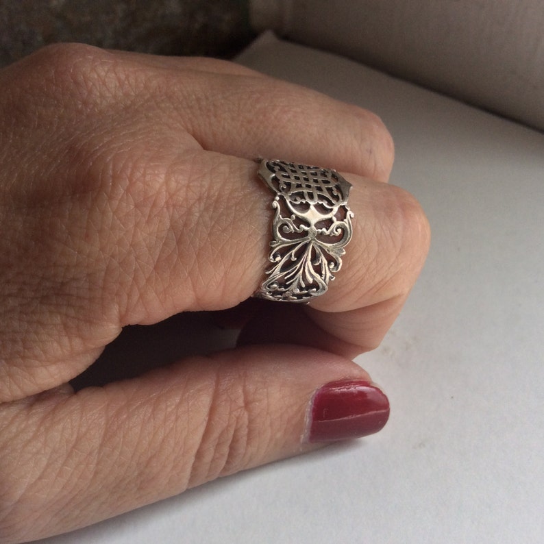 Sterling Silver wide filigree ring Vertigo R2215 image 4