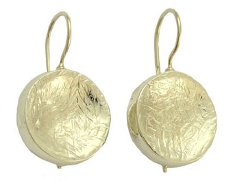 Hammered silver earrings, scratched earrings, Brushed earrings, dangle earrings, disc earrings, casual earrings - After thought - E0719SA