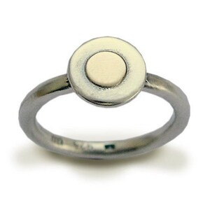 Dainty circle ring, stacking ring, delicate silver ring, Gold Silver Ring, boho Ring, simple ring, two tones hippie ring - Small talk R1382C