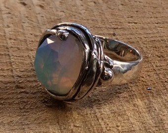 Opalite ring, Sterling silver ring, gemstone ring,  cocktail ring, organic ring, statement ring - Gentle Wind R1470-10