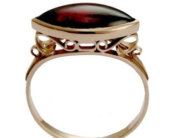Garnet ring, Solid Rose gold ring, engagement ring, Victorian ring, bohemian marquees ring, January birthstone Ring,  - My obsession RG1215