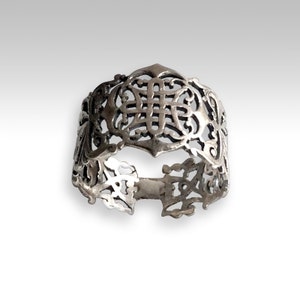 Sterling Silver wide filigree ring Vertigo R2215 image 1