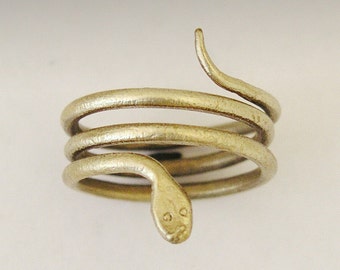 Brass snake ring , wrapped brass ring, simple ring, thin band, Snake brass ring, thin band, stacking band - Temptress RK1770
