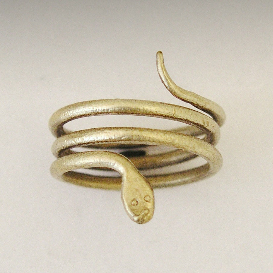 Brass Snake Ring , Wrapped Brass Ring, Simple Ring, Thin Band, Snake