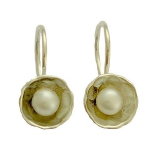 Delicate Earrings, Pearl earrings, sterling silver earrings, simple earrings, dangle earrings, fresh water pearls earrings - Delicate E0388