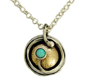 Opal pendant, Sterling silver necklace, yellow gold necklace, gemstone necklace, October birthstone - A place under the sun N8980X